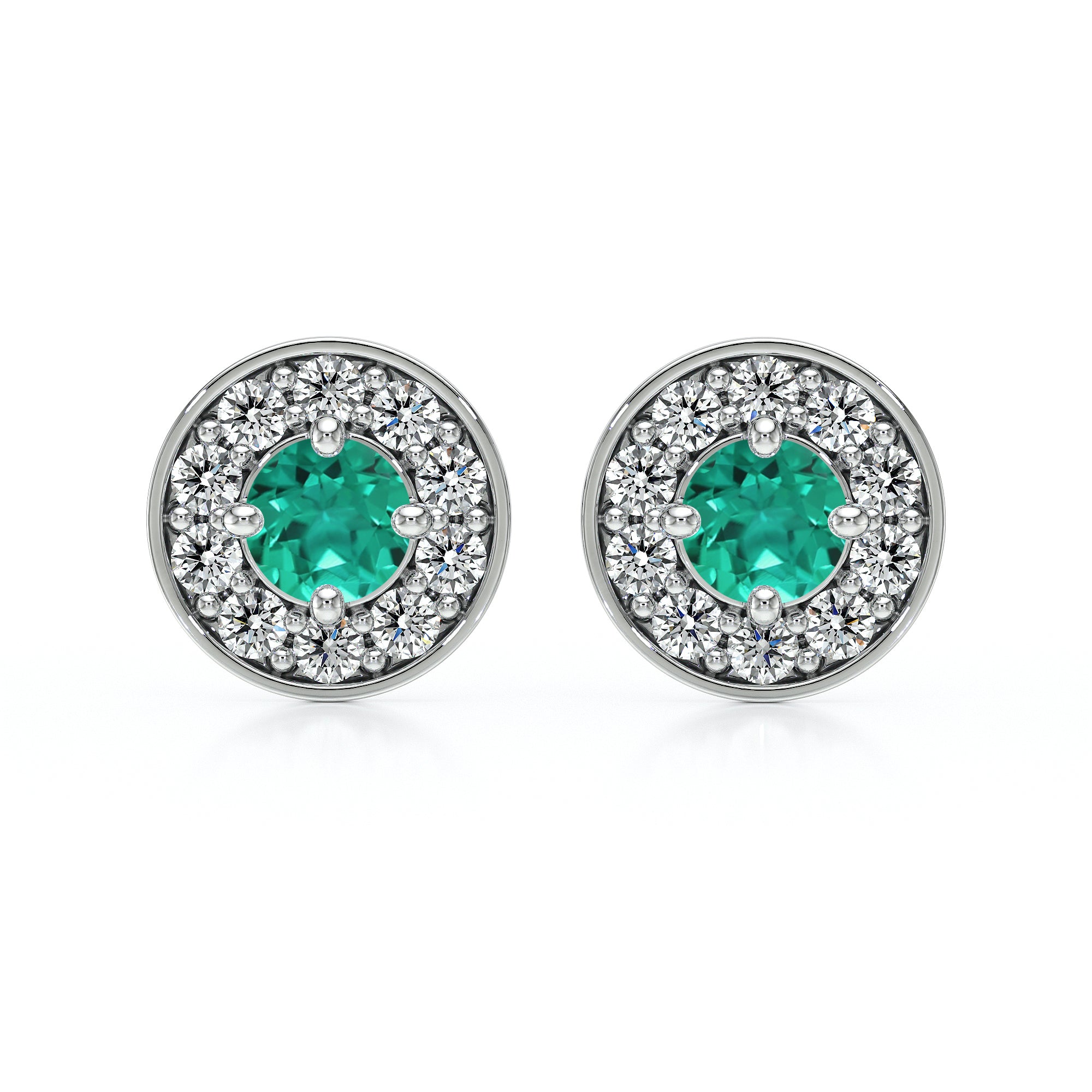 Boucles D'oreilles Clous Dolly-Bijoux - Emeraude Et CZ Sur Plaqué Or - Neuf Avec étiquettes