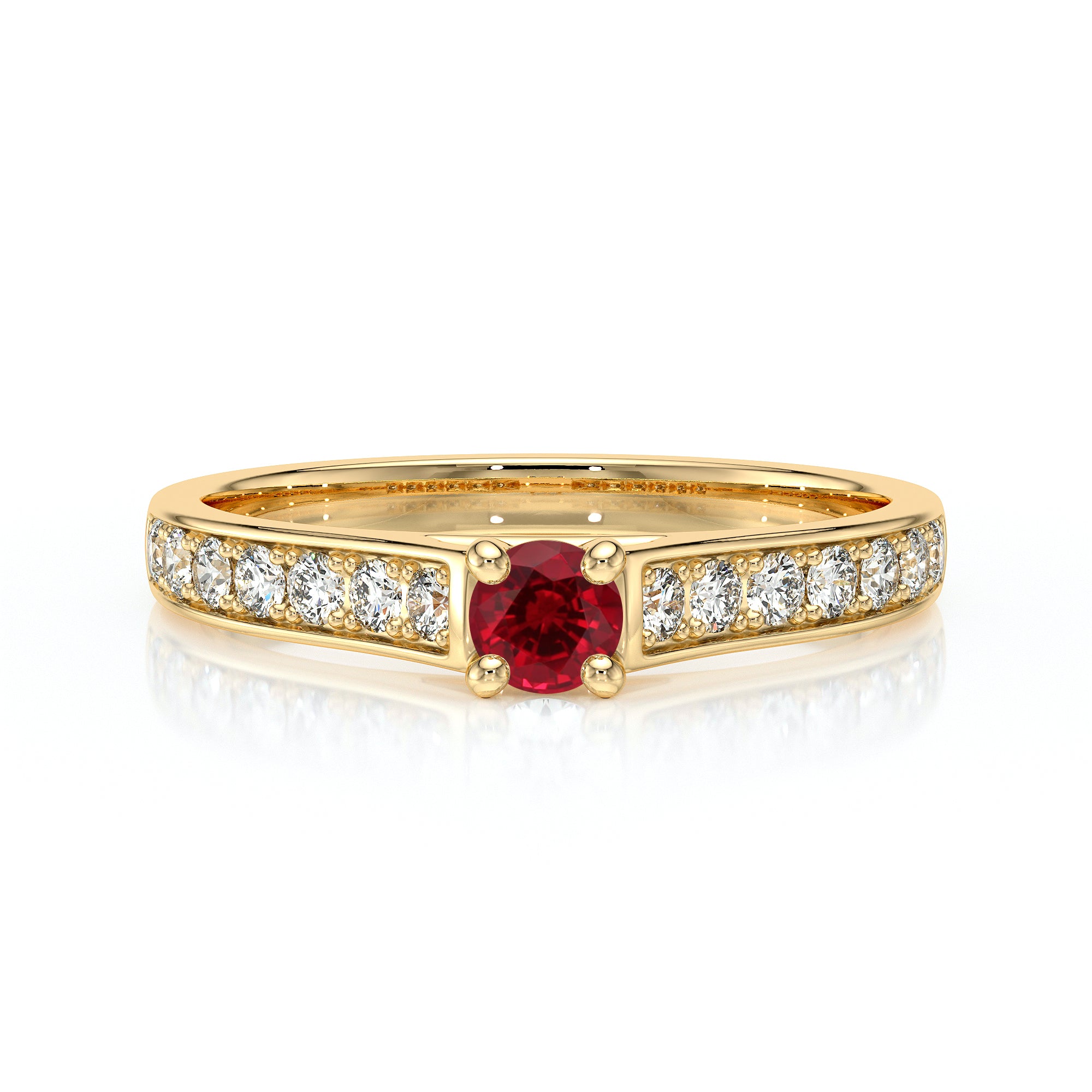 Grande Broche Vintage Or Avec Cristal Rouge Rubis Et Diamant - Modèle 655, Occasion Bon état