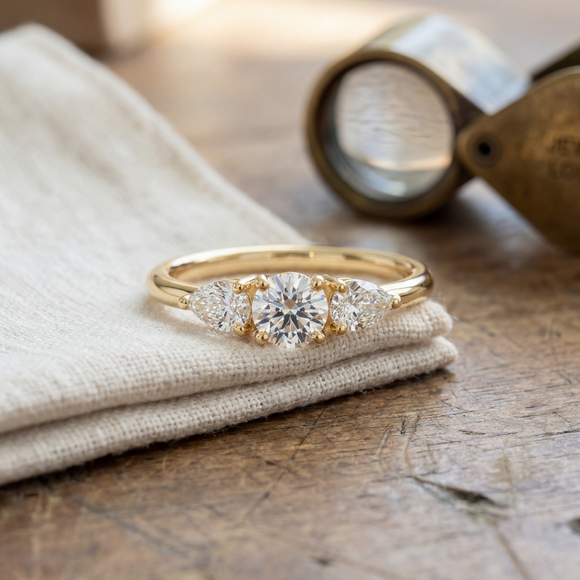 Bague trilogie rubis et diamant Coucher de Soleil - 5