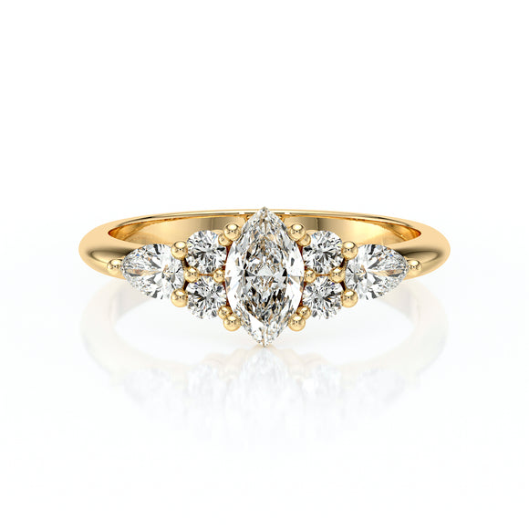 Solitaire accompagné diamant Divine Idylle - 9