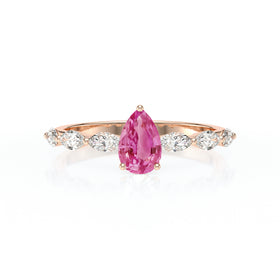Solitaire accompagné saphir rose diamant Solstice - 3