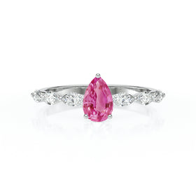 Solitaire accompagné saphir rose diamant Solstice - 3