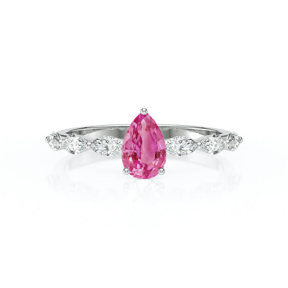 Solitaire accompagné saphir rose diamant Solstice - 3