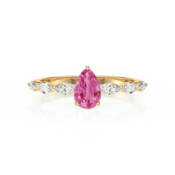 Solitaire accompagné saphir rose diamant Solstice - 3