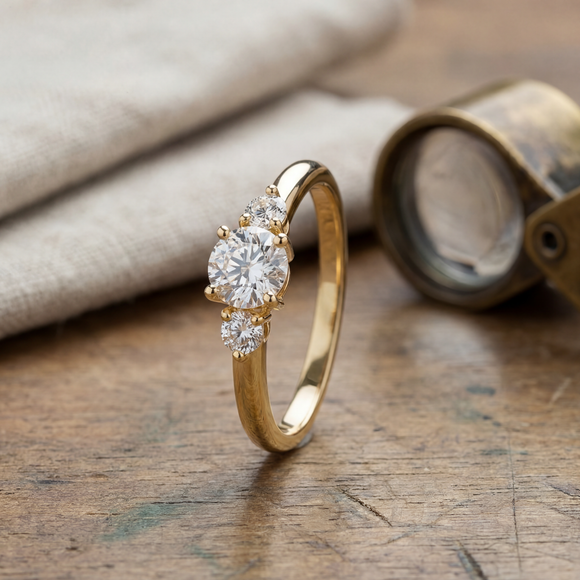 Bague trilogie saphir et diamant Coucher de Soleil - 6