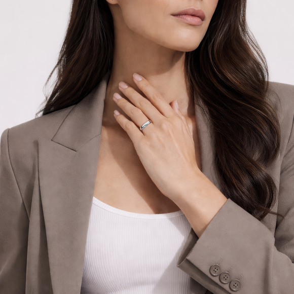 Alliance diamant demi jonc Pour le Meilleur - 4,5mm