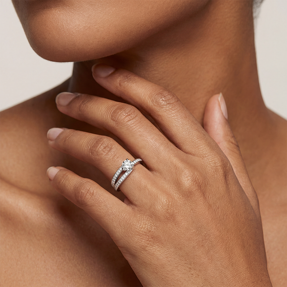 Solitaire accompagné diamant Fou de toi - 5