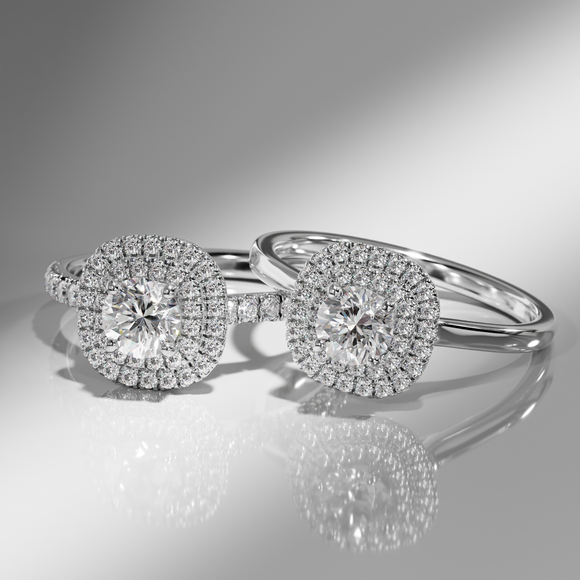 Bague entourage aigue-marine diamant Coup de Foudre - 7