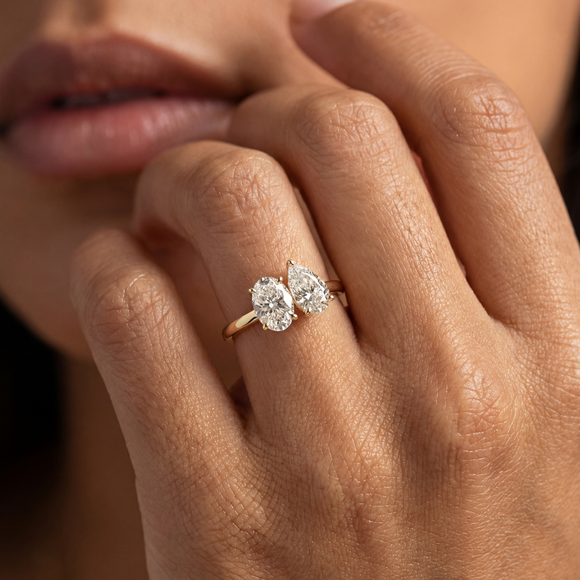 Bague solitaire diamant Toi et Moi