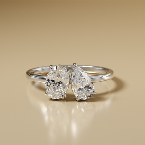 Bague solitaire diamant Toi et Moi