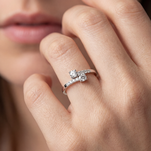 Solitaire accompagné diamant Toi et Moi