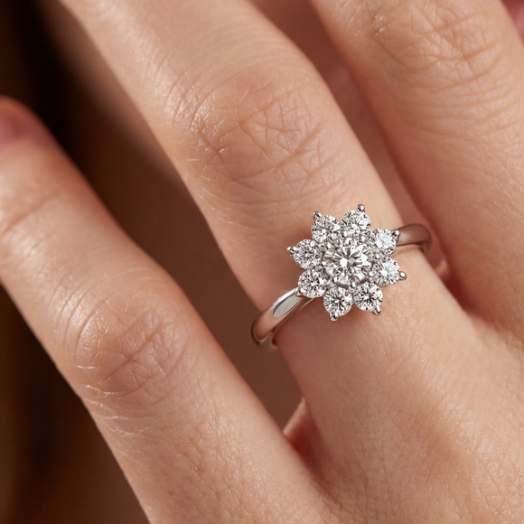 Bague entourage diamant noir Marguerite - 1