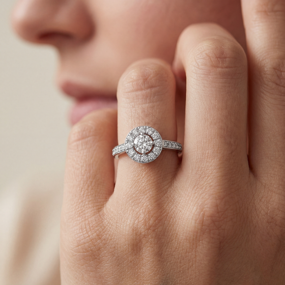 Bague entourage saphir rose et diamant Pour la Vie - 4