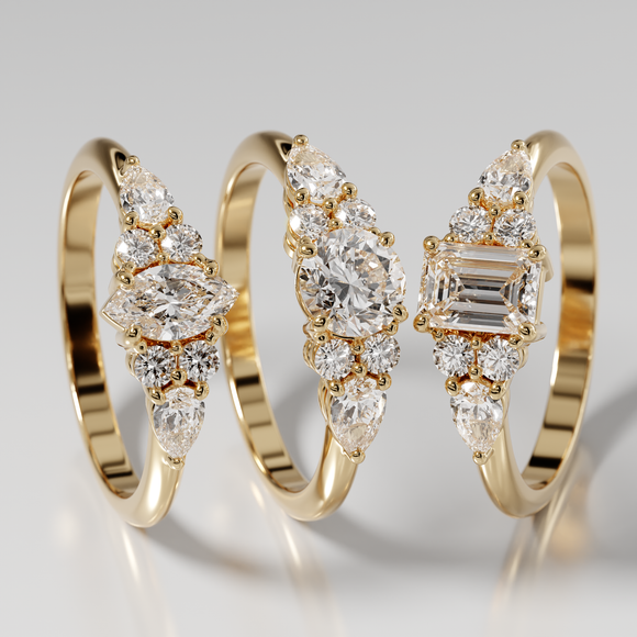 Solitaire accompagné saphir diamant Divine Idylle - 10