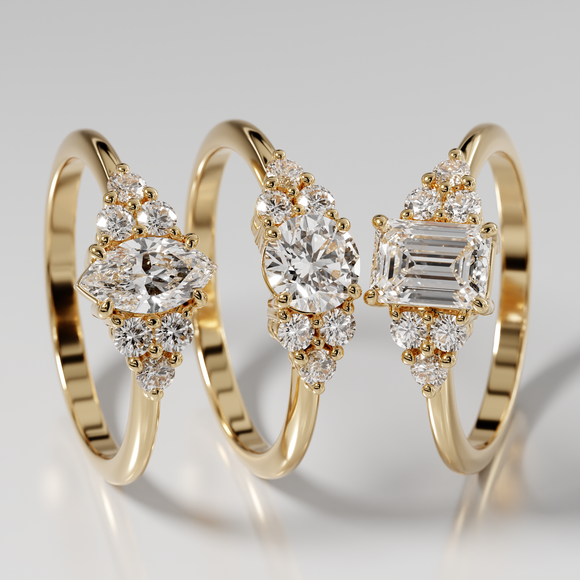 Solitaire accompagné saphir rose et diamant Divine Idylle - 12