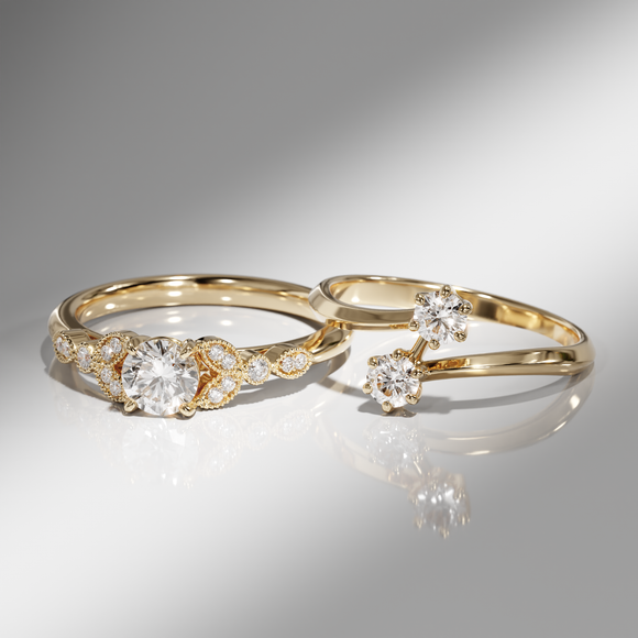 Solitaire saphir rose diamant Toi et Moi - 6 Griffes