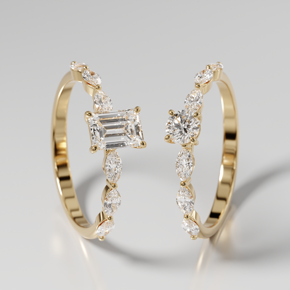 Solitaire accompagné améthyste diamant Solstice - 5