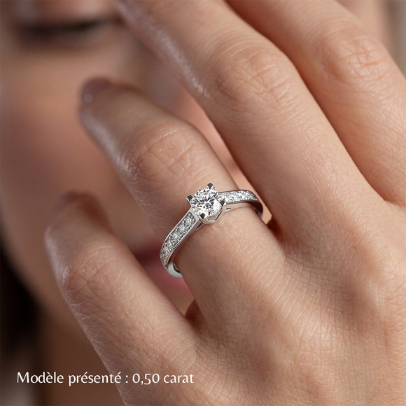 Solitaire accompagné diamant Pluie d’étoiles - 1