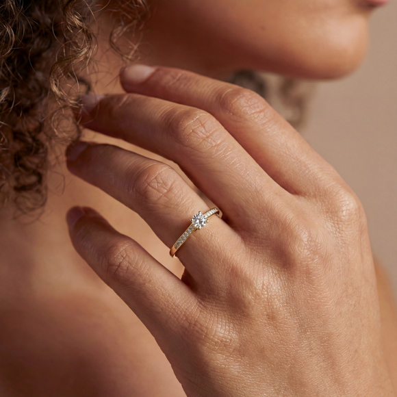 Solitaire accompagné diamant Pluie d’étoiles - 4