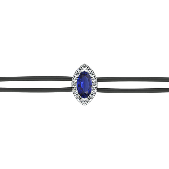 Bracelet cordon saphir entourage diamant Coup de Foudre - 5