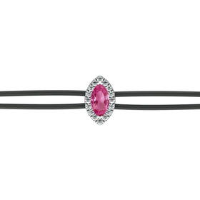 Bracelet cordon saphir rose entourage diamant Coup de Foudre - 5