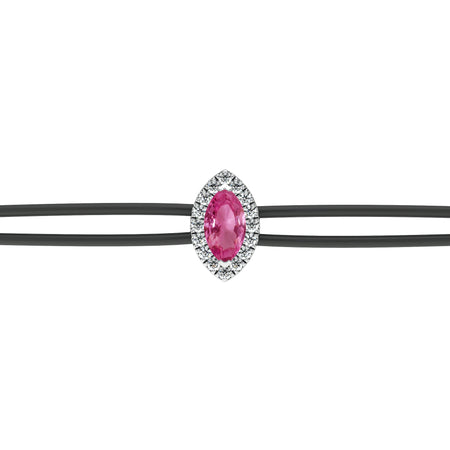 Bracelet cordon saphir rose entourage diamant Coup de Foudre - 5