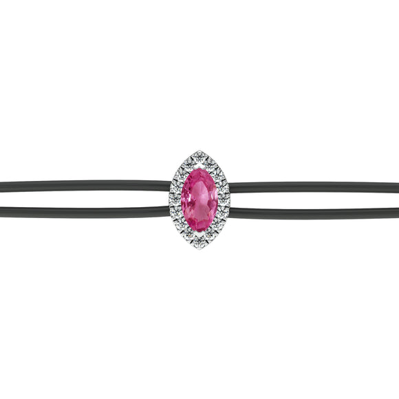 Bracelet cordon saphir rose entourage diamant Coup de Foudre - 5