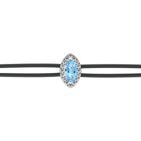 Bracelet cordon aigue-marine entourage diamant Coup de Foudre - 5