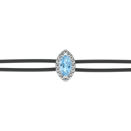 Bracelet cordon aigue-marine entourage diamant Coup de Foudre - 5
