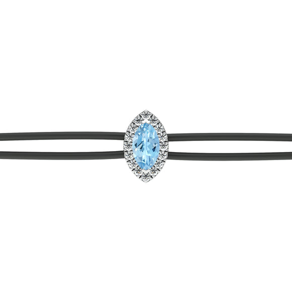 Bracelet cordon aigue-marine entourage diamant Coup de Foudre - 5
