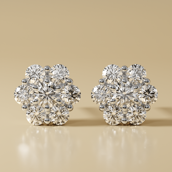 Boucles d’oreilles saphir diamant Florale - 1