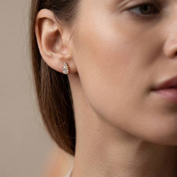Boucles d'oreilles saphir vert diamant Coucher de Soleil - 5