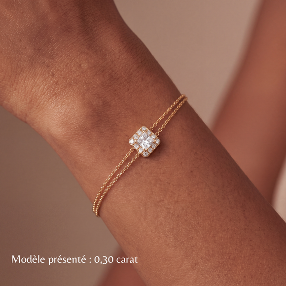 Bracelet saphir vert entourage diamant Coup de Foudre - 3