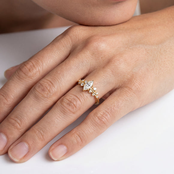 Solitaire accompagné diamant Pluie d'étoiles - 12