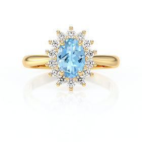 Bague entourage aigue-marine et diamant Petite Pompadour
