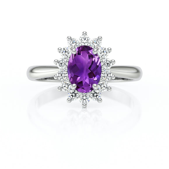 Bague entourage améthyste et diamant Petite Pompadour