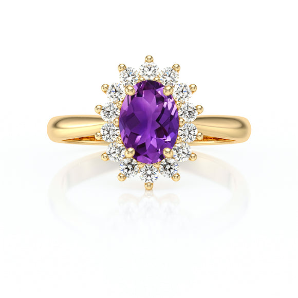 Bague entourage améthyste et diamant Petite Pompadour