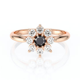 Bague entourage diamant noir Marguerite - 1