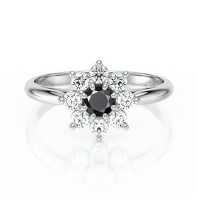 Bague entourage diamant noir Marguerite - 1