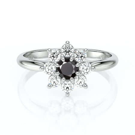 Bague entourage diamant noir Marguerite - 1