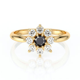 Bague entourage diamant noir Marguerite - 1