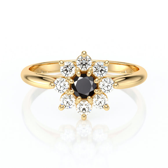 Bague entourage diamant noir Marguerite - 1