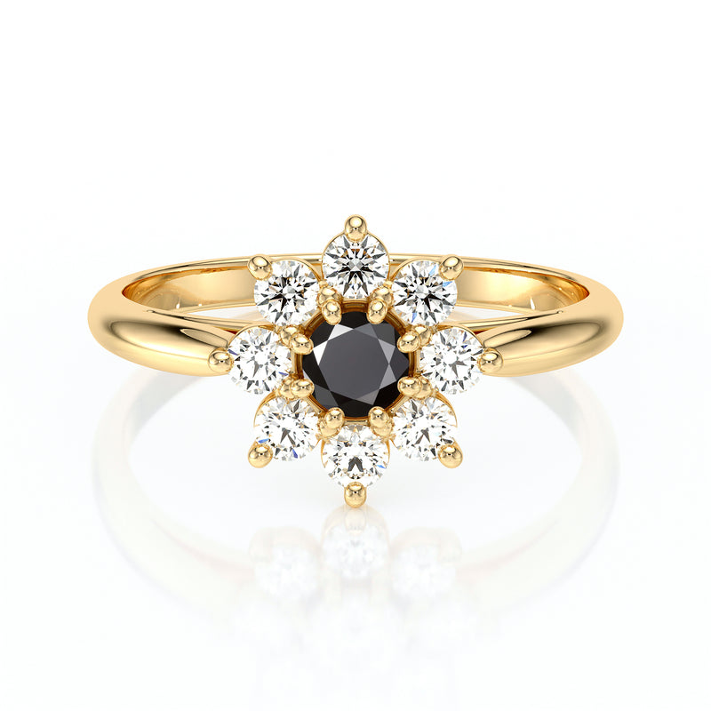 Bague entourage diamant noir Marguerite - 1