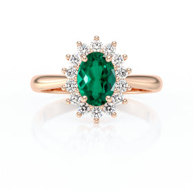 Bague entourage émeraude et diamant Petite Pompadour