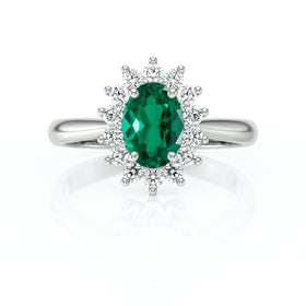 Bague entourage émeraude et diamant Petite Pompadour