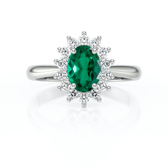 Bague entourage émeraude et diamant Petite Pompadour