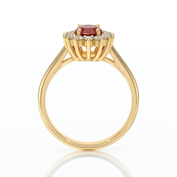 Bague entourage rubis et diamant Petite Pompadour