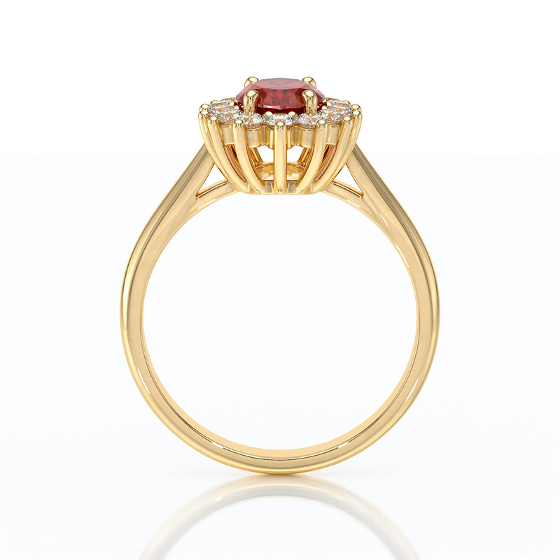 Bague entourage rubis et diamant Petite Pompadour