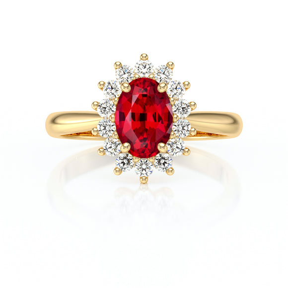 Bague entourage rubis et diamant Petite Pompadour