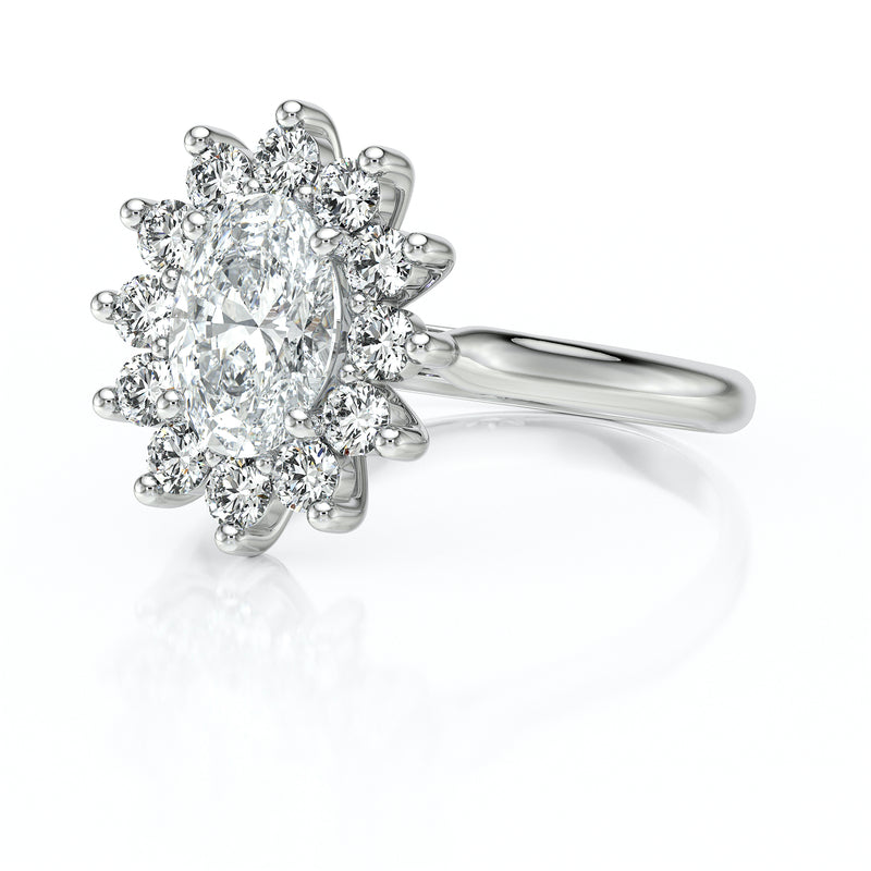 Bague entourage saphir rose et diamant Pompadour